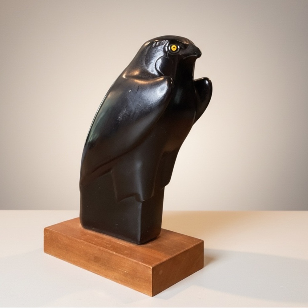1955 Alva Louvre Museum Replica of the Egyptian God Horus Falcon statue.